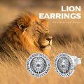 wholesale 925 Sterling Silver Viking Rune Lion Head Stud Earrings for Men & Women-0-5