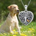 wholesale 925 Sterling Silver Heart-Shaped Tree of Life Photo Locket Necklace with Gold Cat and Dog Pendants for Women-0-1