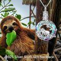 wholesale 925 Sterling Silver Rainbow Crystal Sloth Locket Necklace Gift for Her-0-1