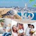 wholesale TOUPOP Sterling Silver Pigeon Necklace Heart Pendant Forever In My Heart Mother And Daughter Necklace For Women Friends Mother's Day -0-1