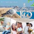 TOUPOP Sterling Silver Pigeon Heart Pendant Mother Daughter Necklace-0-1
