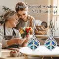 wholesale 925 Sterling Silver Abalone Shell Peace Sign Drop Earrings for Women-0-3