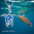 wholesale 925 Sterling Silver Turtle Blue Fire Opal Starfish Shell Pendant Necklace s for Women-0-4