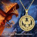 wholesale Gold 925 Sterling Silver Oxidized Round Celtic Knotwork Phoenix Pendant Necklace for Women -0-5