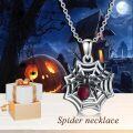 wholesale 925 Sterling Silver Spider Web Pendant Necklace Red Stone Charm s for Her-0-5