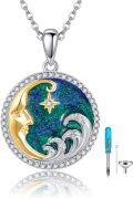 wholesale 925 Sterling Silver Teardrop Abalone Shell & Lapis Lazuli Starry Night Pendant Necklace-0-5