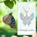 wholesale 925 Sterling Silver Blue Crystal Fairy Butterfly Pendant Necklace for Women-0-3