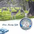 TOUPOP Sterling Silver Crystal Wolf Deer Tree Of Life Necklace Pendant-0-5
