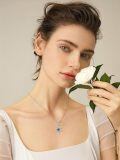 wholesale 925 Sterling Silver Flower Photo Projection Pendant Necklace Two Tone Plated For Women-0-1