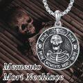 wholesale 925 Sterling Silver Gothic Skull Memento Mori Pendant Necklace with 22 + 2 Extender Chain - Stoic  for Men & Women-0-4