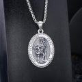 wholesale Sterling Silver Saint Medal Oval Necklace for Men Women Religious Jewelry-0-41