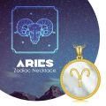 wholesale 925 Sterling Silver Mother of Pearl Aries Zodiac Pendant Necklace-0-4