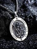 wholesale 925 Sterling Silver Oval St Christopher Prayer Pendant Necklace for Men & Women-0-2