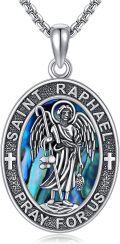 wholesale 925 Sterling Silver Archangel Raphael Necklace with Healing Stone - Handmade for Love & Harmony - Adjustable Chain, Exquisite Gift Box Included-0-0