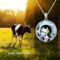 wholesale 925 Sterling Silver Round Crystal Cow Pendant Necklace for Women Mother's Day Gifts-0-5