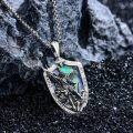 wholesale 925 Sterling Silver Saint Michael Shield Opal Pendant Necklace  for Men Women Catholic Christian Gifts Jewelry 47cm Chain Length-0-2
