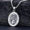wholesale Sterling Silver Saint Medal Oval Necklace for Men Women Religious Jewelry-0-61