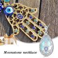 TOUPOP 925 Silver Moonstone Hamsa Tree of Life Evil Eye Protection Necklace-0-5