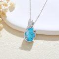 wholesale 925 Sterling Silver Turquoise Hummingbird Pendant with Chain - Mother's Memory Keepsake Jewelry-0-1