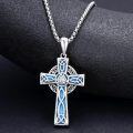 wholesale 925 Sterling Silver Blue Enamel Star of David Celtic Knot Cross Pendant Necklace-0-22