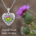 wholesale 925 Sterling Silver Heart Pendant With Pink Thistle Flower Design-0-5