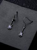 wholesale 925 Sterling Silver Purple Electric Guitar Dangle Earrings Music  for Her-0-2
