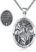 wholesale 925 Sterling Silver Saint Christopher Pendant Protection Jewelry for Men Women Gift Chain 30 -0-0