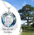 wholesale Sterling Silver Blue Crystal Tree of Life A Z Letter Pendant Necklace-0-2