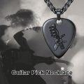 wholesale 925 Sterling Silver Black Guitar Pick Pendant Necklace  Punk Rock Jewelry for Women and Men-0-4