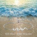 wholesale 925 Sterling Silver Green Stone Wave Adjustable Bracelet for Women - Ocean Inspired Beach Gift Idea-0-10