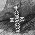 wholesale 925 Sterling Silver Black and White Geometric Patterned Cross Necklace for Men Women Catholic Religious s-0-1