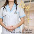wholesale 14K Gold Cross & Heart Pendant Necklace for Nurses-0-4