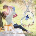 TOUPOP Sterling Silver & Stone Mom Daughter Sister Heart Butterfly Necklace-0-2