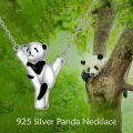 wholesale 925 Sterling Silver Panda Bear Heart Charm Pendant Necklace s for Women Girls-0-4
