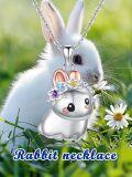 wholesale 925 Sterling Silver Colorful Crystal Bunny Pendant Necklace for Women Girls  48cm Chain Length-0-5