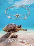 wholesale 925 Silver Sea Turtle Moss Agate Shell Starfish Double Layer Bracelet-0-5