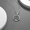 wholesale 925 Sterling Silver Heart & Tree Pendant Necklace with Cubic Zirconias for Women's Family s-0-3