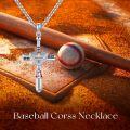 wholesale 925 Sterling Silver Heart-Shaped Baseball Charm Cross Pendant Necklace with Red Crucifix and Saint Benedict Medal-0-3