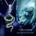 wholesale 925 Sterling Silver Emerald Green Crystal Snake Pendant Necklace - Vintage Style s for Her-0-4