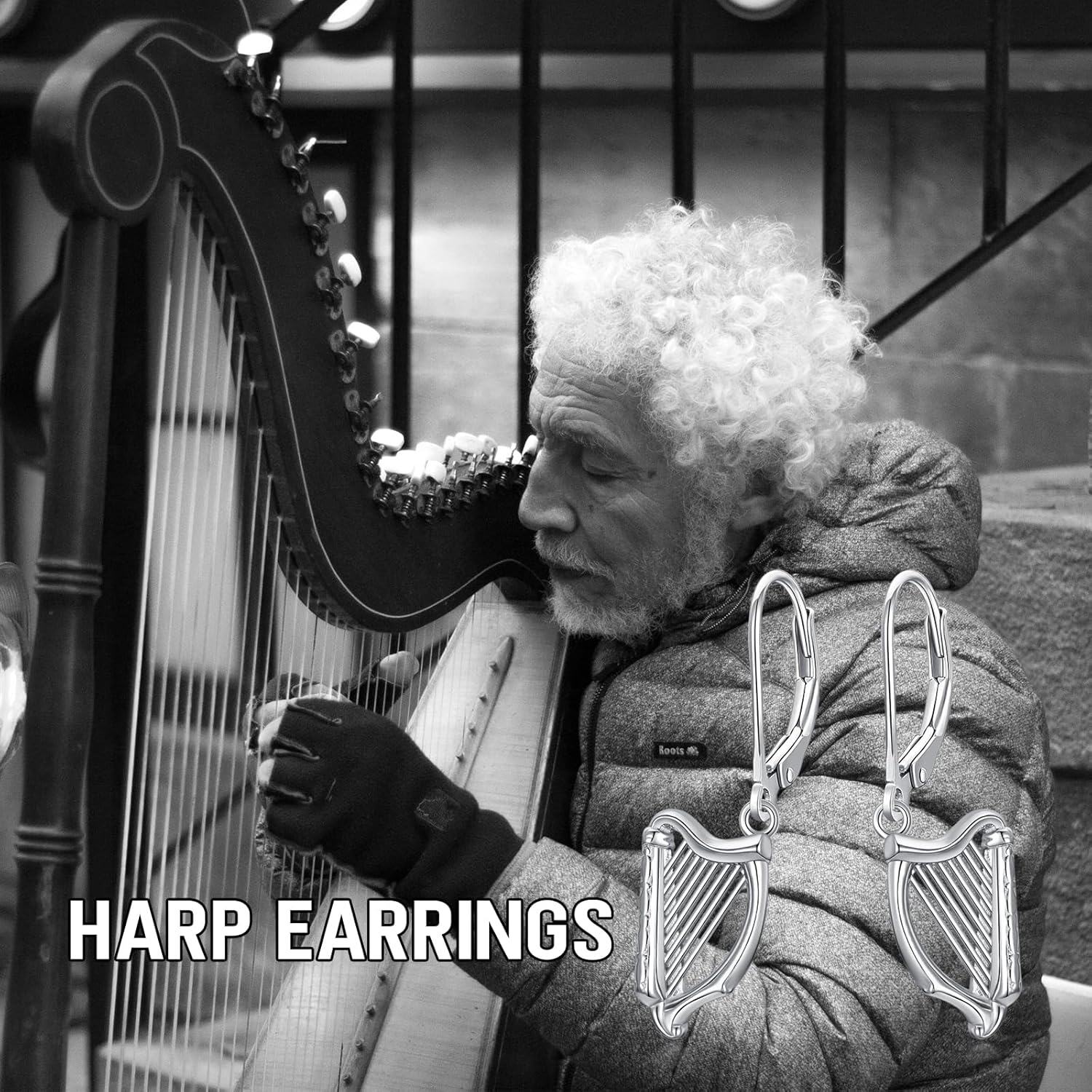 wholesale 925 Sterling Silver Harp Leverback Drop Earrings - Music  for Women-0-4