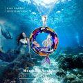 wholesale 925 Sterling Silver Rainbow Crystal Mermaid & Starfish Pendant Necklace-0-1