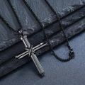 wholesale Black  Nail Design Cross Pendant Necklace for Men & Women-0-2
