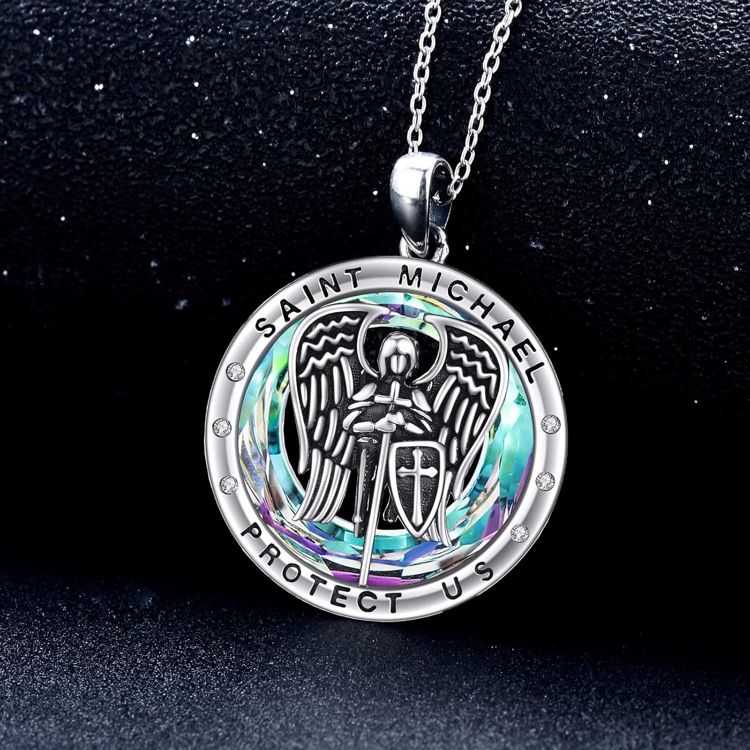 Sterling Silver Pokimi St Necklace for Women Men St Michael Benedict Christopher Protect Us Guardian Necklace-0-5