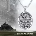 TOUPOP 925 Sterling Silver St Michael Necklace Protective Medal Jewelry For Men Women-0-2