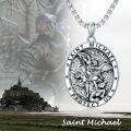TOUPOP 925 Sterling Silver St Michael Necklace Protective Medal Jewelry For Men Women-0-2