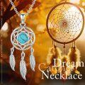 wholesale 925 Sterling Silver Turquoise Stone Dreamcatcher Pendant Necklaces Feathers Bohemian Gifts for Her-0-4