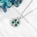 wholesale 925 Sterling Silver Green Crystal Four-Leaf Clover Charm Necklace Gift for Women-0-2