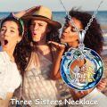 wholesale 925 Sterling Silver Three Girls Friendship Crystal Leaf Pendant Necklace Tricolor Plated-0-1