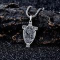 wholesale 925 Sterling Silver Saint Uriel Angel Shield Cross Necklace Pendant Jewelry for Men Women Boys Girls Gift 48cm Chain Length -0-1
