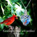 TOUPOP Sterling Silver Blue Crystal Cardinal Urn Necklace For Ashes Memorial Pendant-0-1